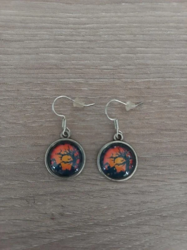 Boucles D'Oreilles Cabochon "Halloween"